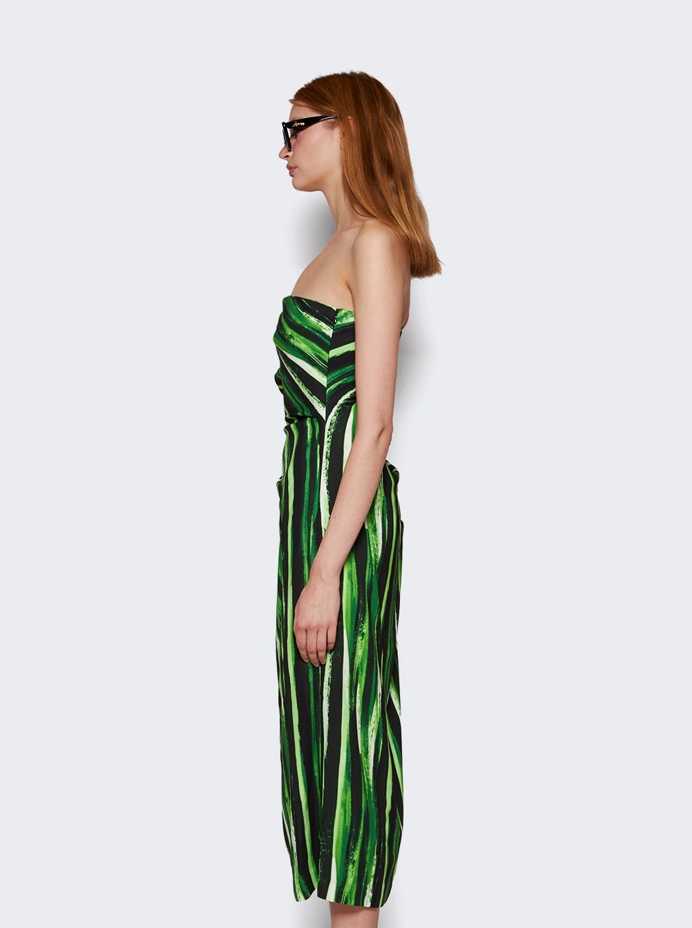 Painted Stripe Strapless Dress Fatigue Green - 4