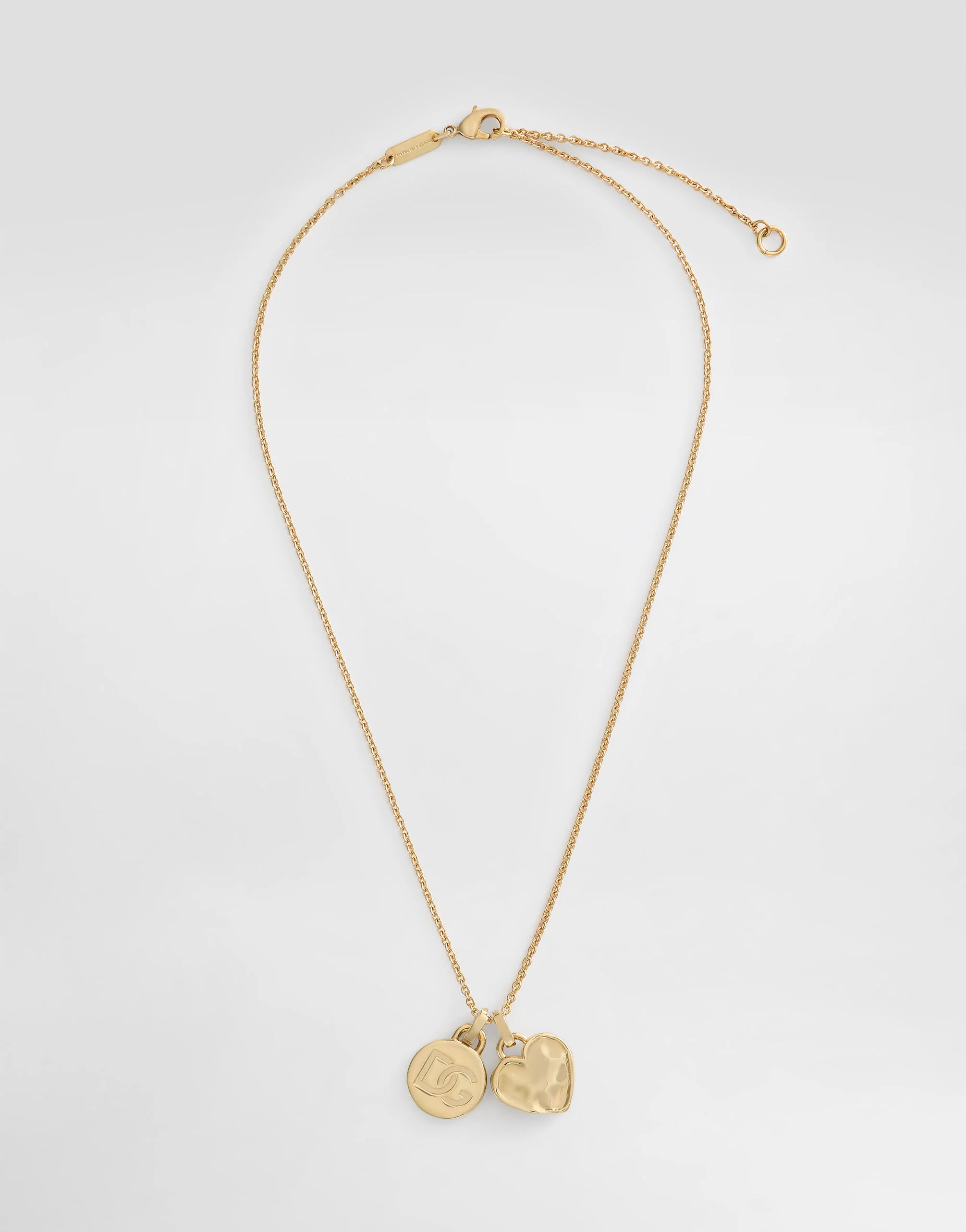 Necklace with heart charm and logo medal - 1