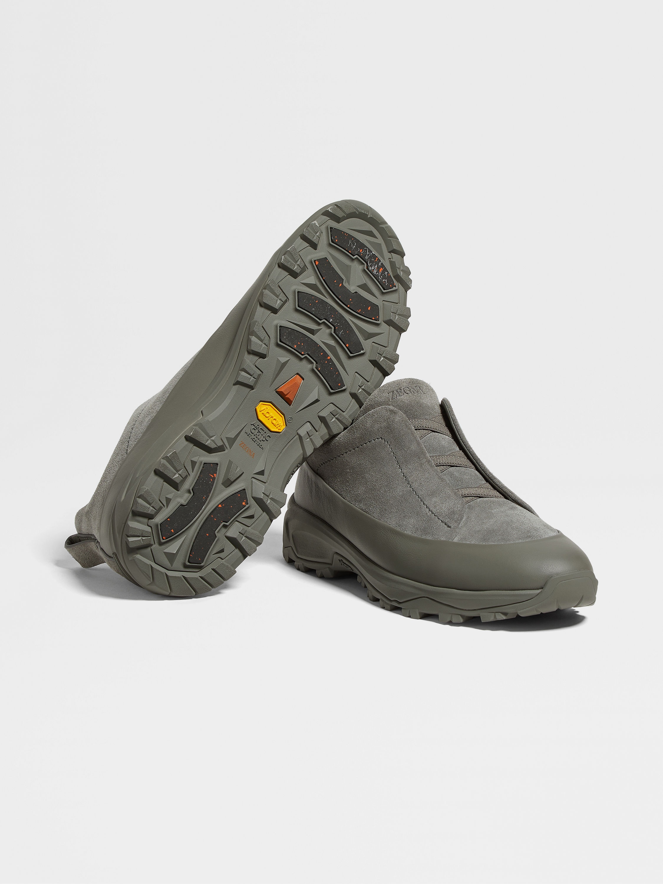 GREY SUEDE AND LEATHER TRIPLE STITCH™ MONTE SNEAKERS - 6