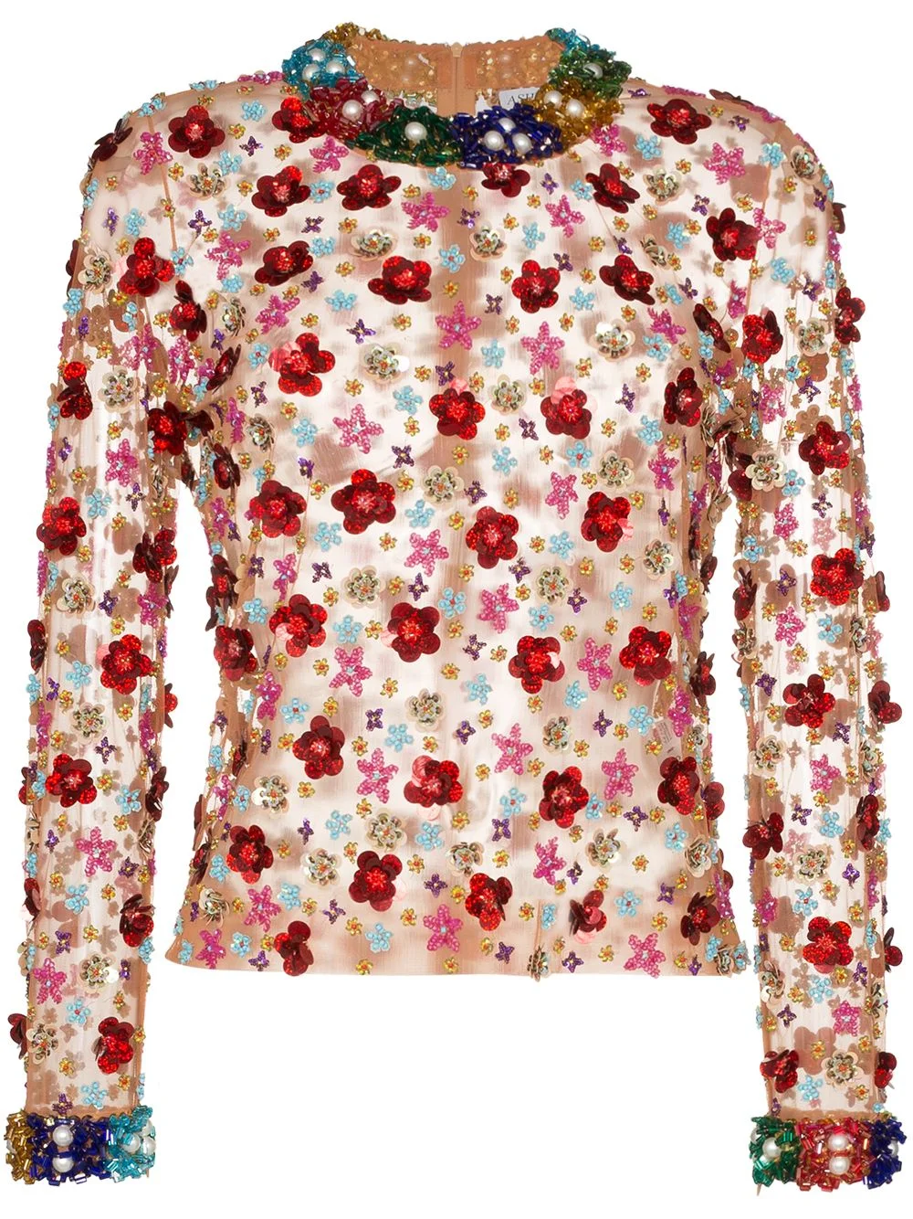 beaded floral top - 1