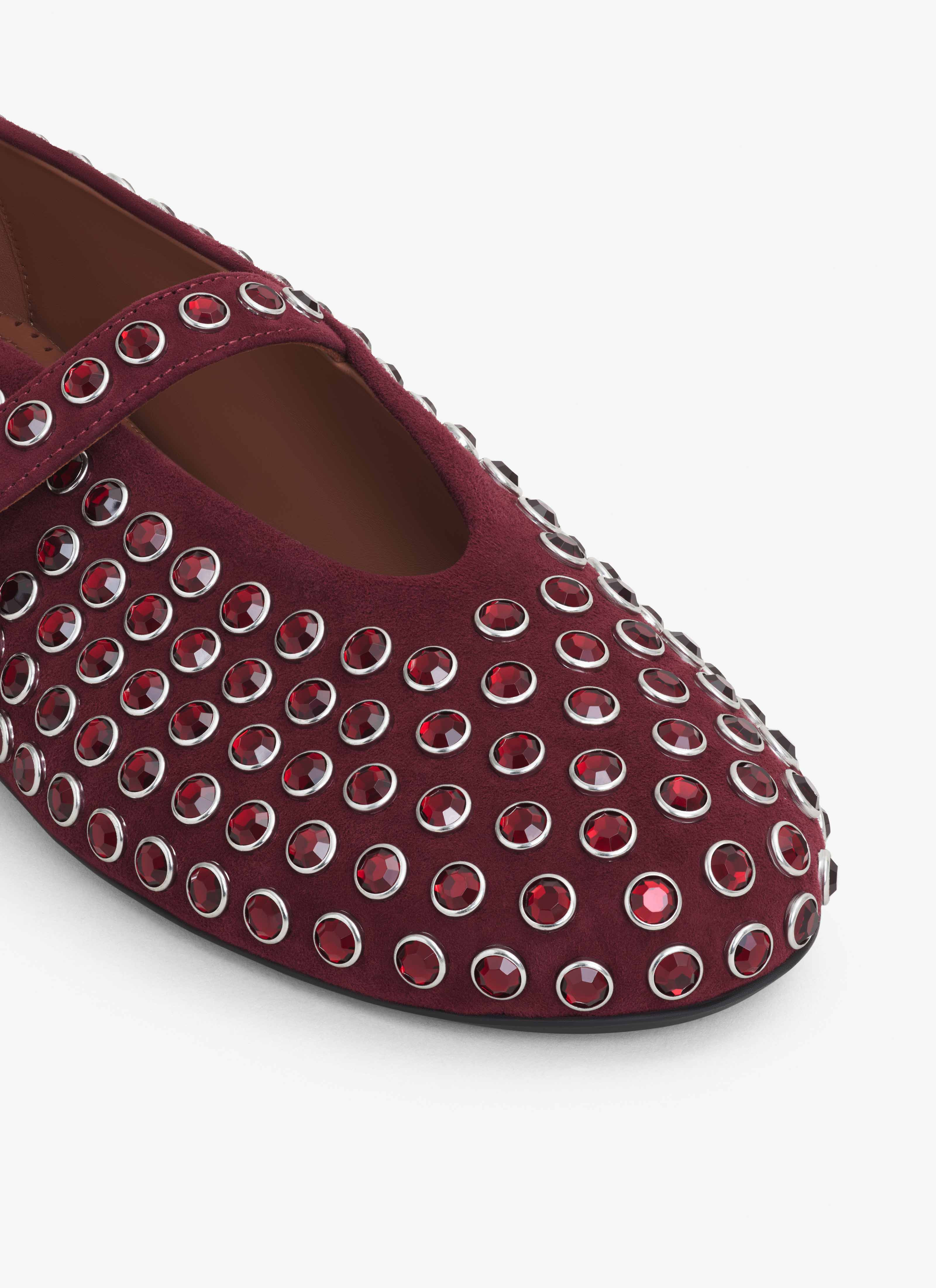 STRASS SUEDE BALLET FLATS - 4