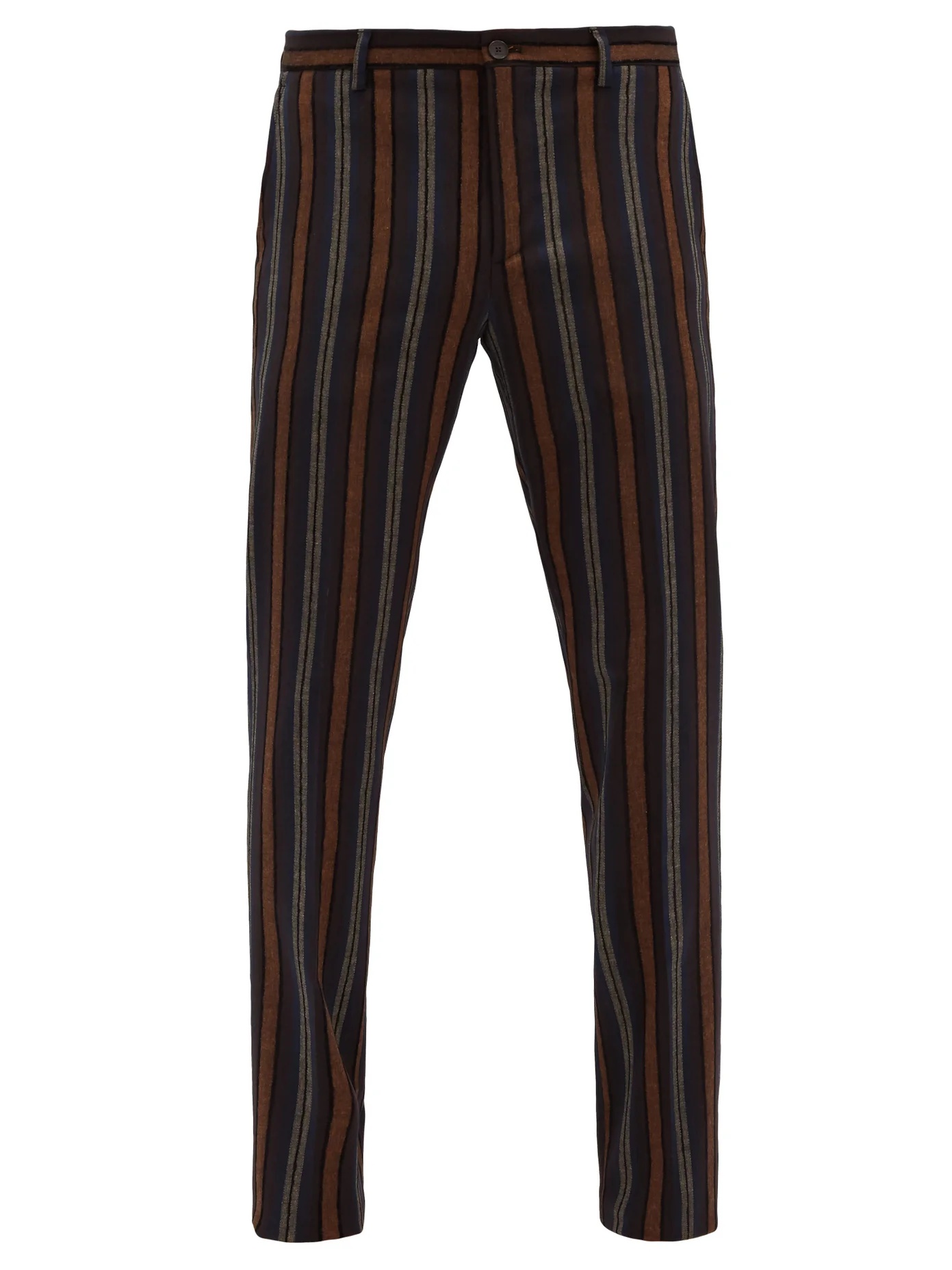 Straight-leg striped-jacquard trousers - 1