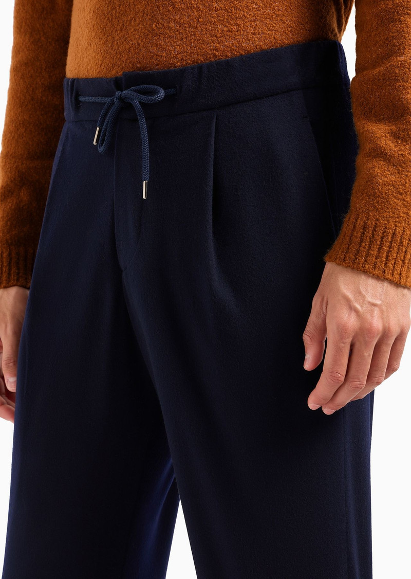 Giorgio Armani Vicuña one-pleat trousers in pure vicuña chevron fabric 5