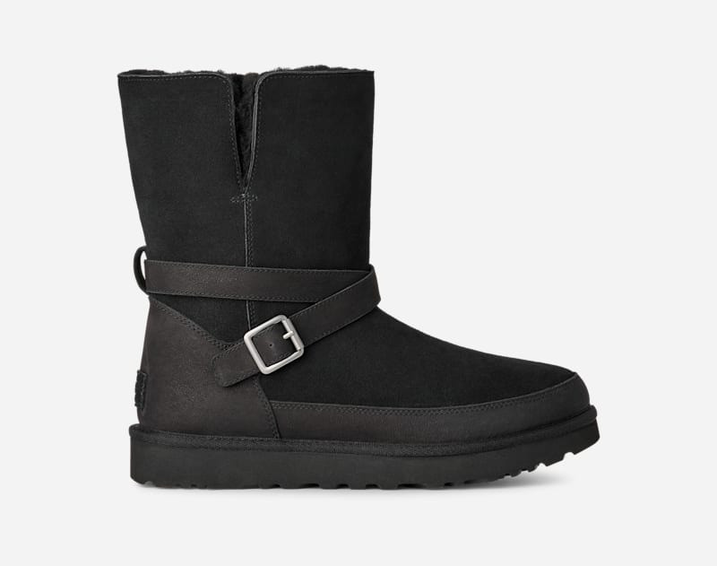 ® Women's Classic Short Bellina Belted Suede Classic Boots in Black 1