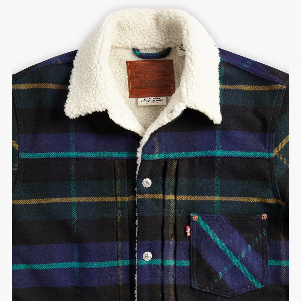 TYPE I PLAID SHERPA TRUCKER JACKET - 5