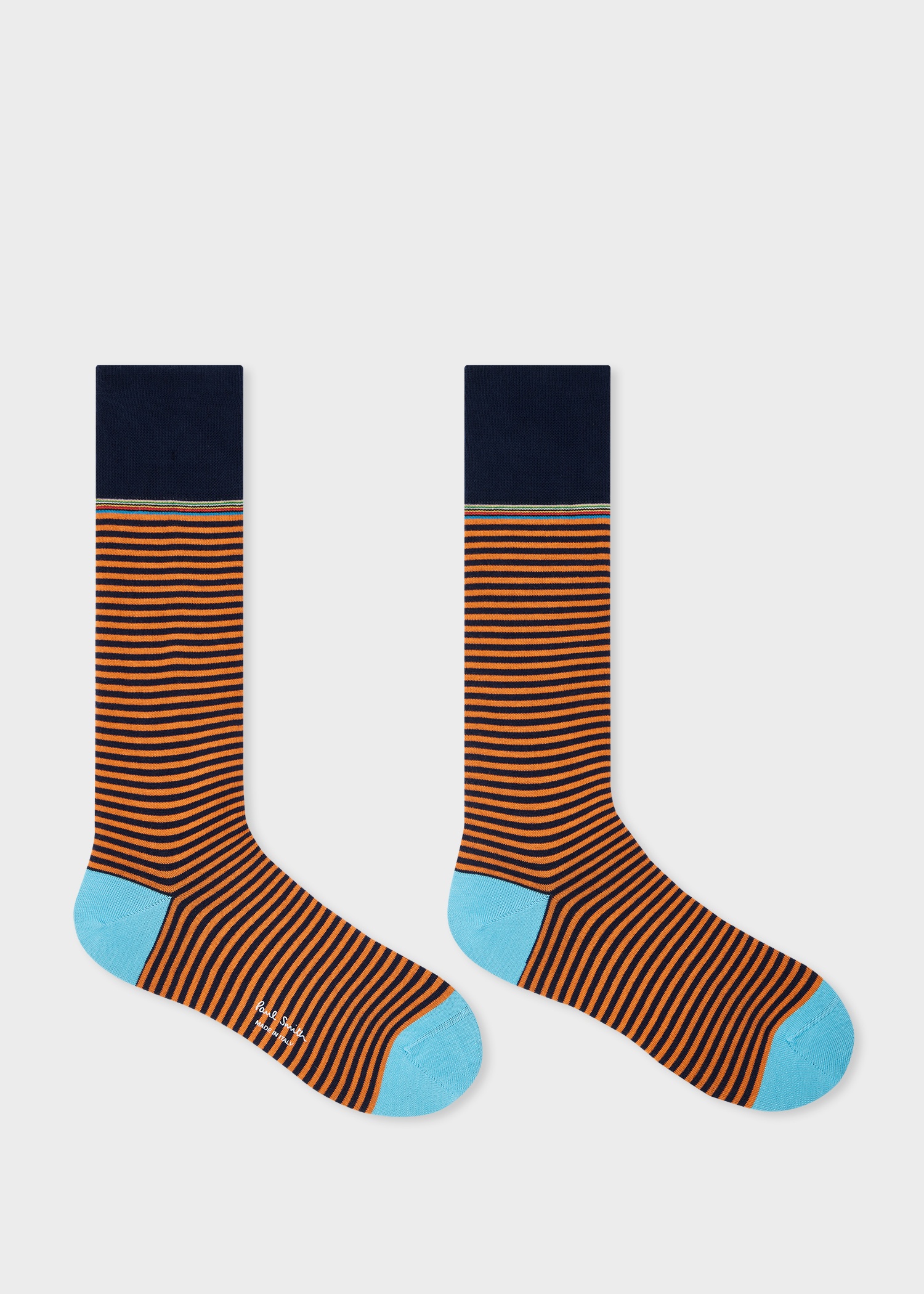 Navy and Orange Stripe Socks - 2
