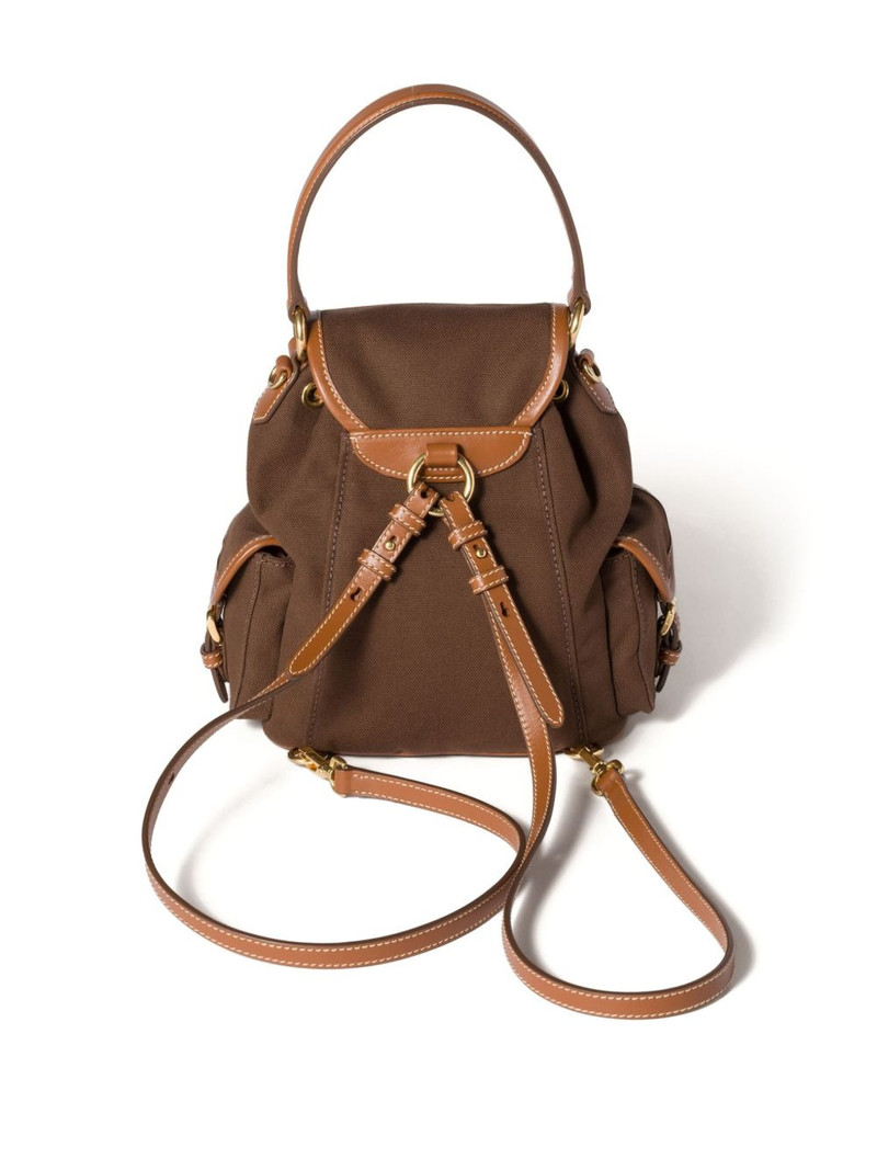 Miu Miu leather-trimmed canvas backpack outlook