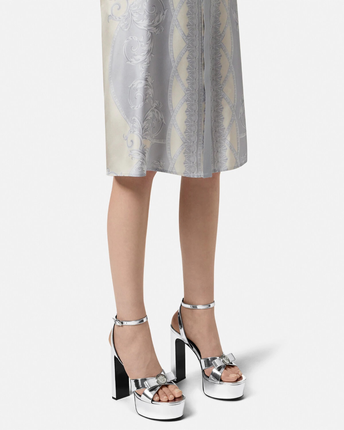 Gianni Ribbon Metallic Sandals 140 mm - 3