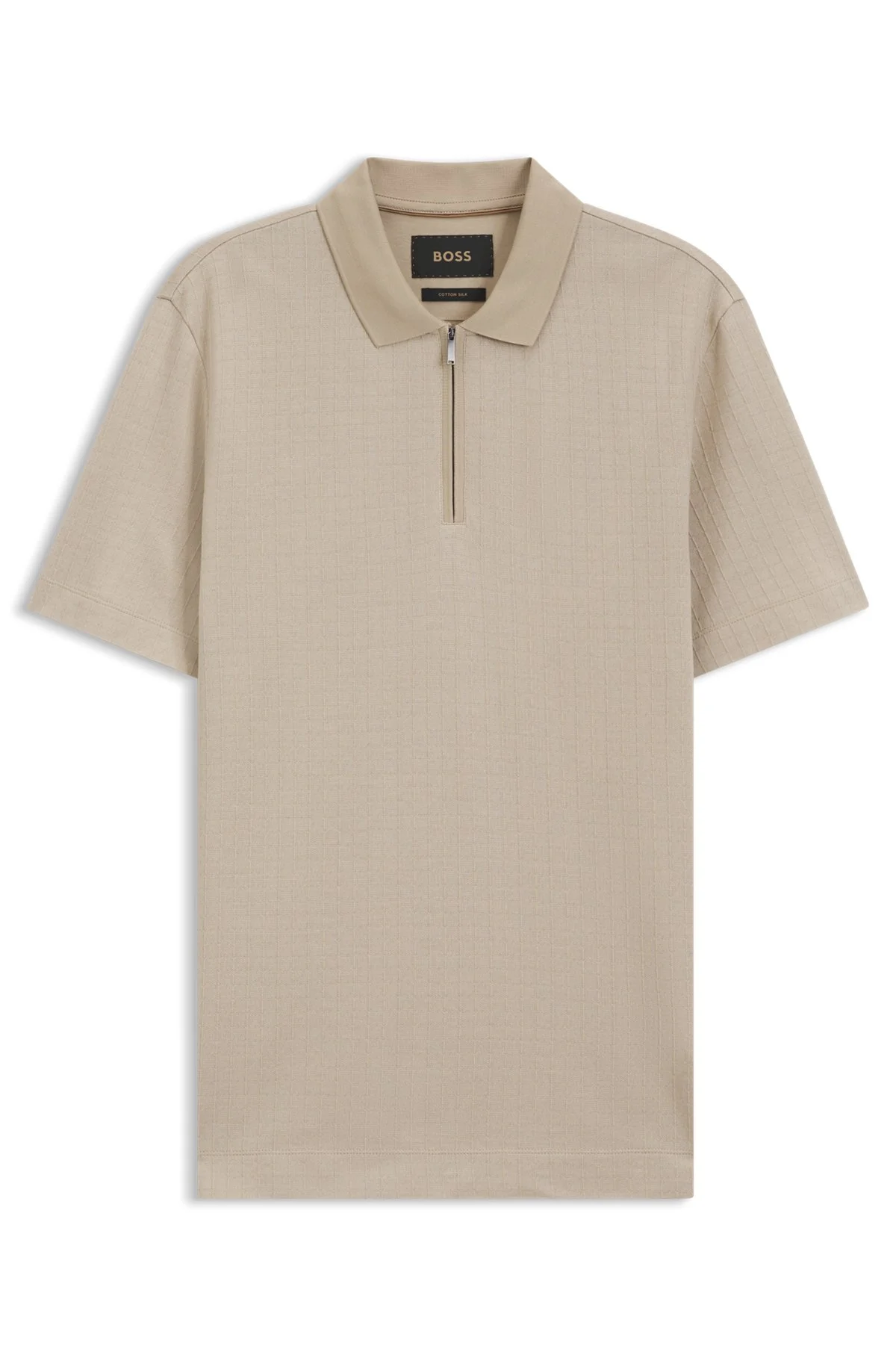 ZIPPER-NECK POLO SHIRT IN A COTTON-SILK BLEND - 1