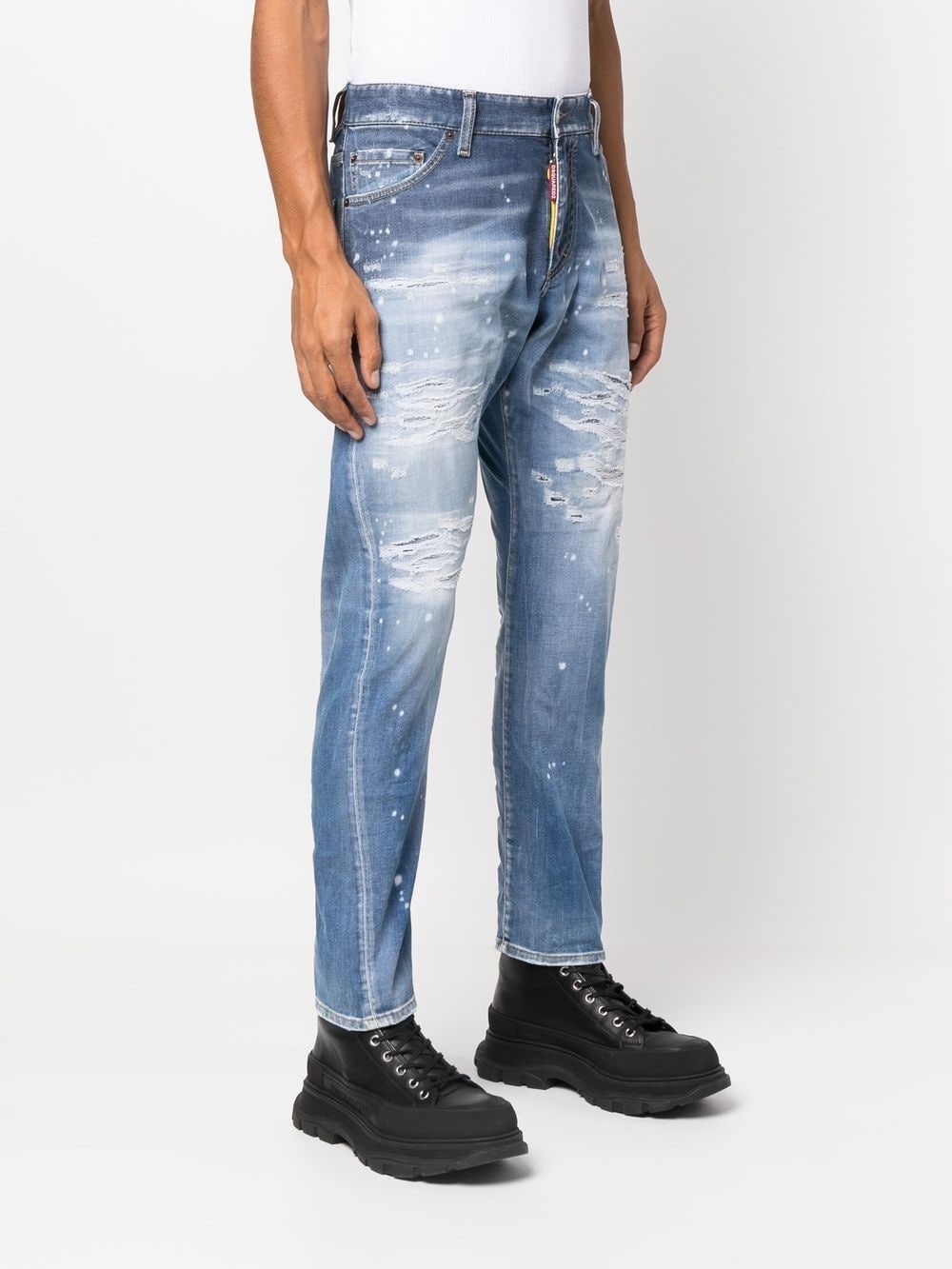 distressed slim-cut jeans - 3