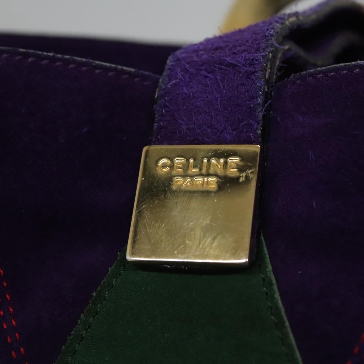 CELINE Circle Shoulder Bag Suede Purple Green Gold - 14