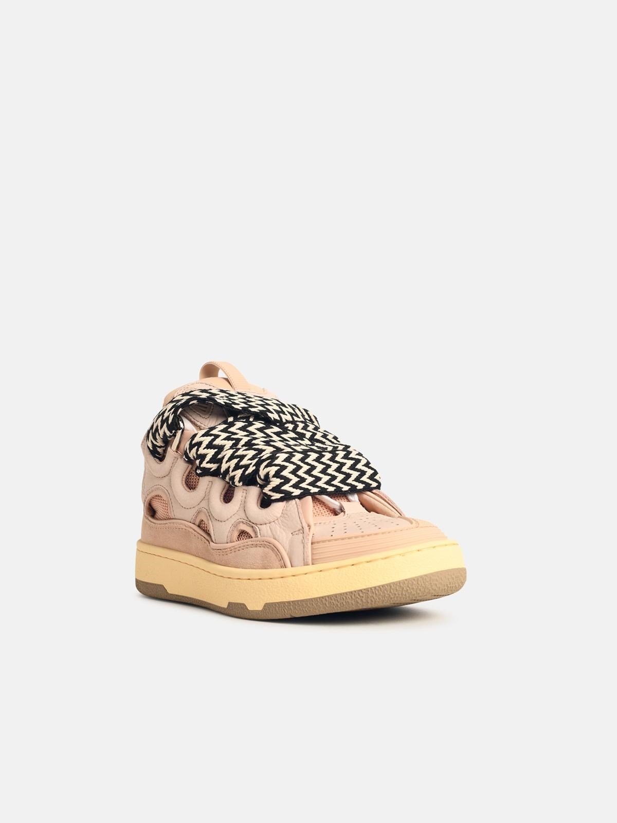 'CURB' PINK LEATHER BLEND SNEAKERS - 2