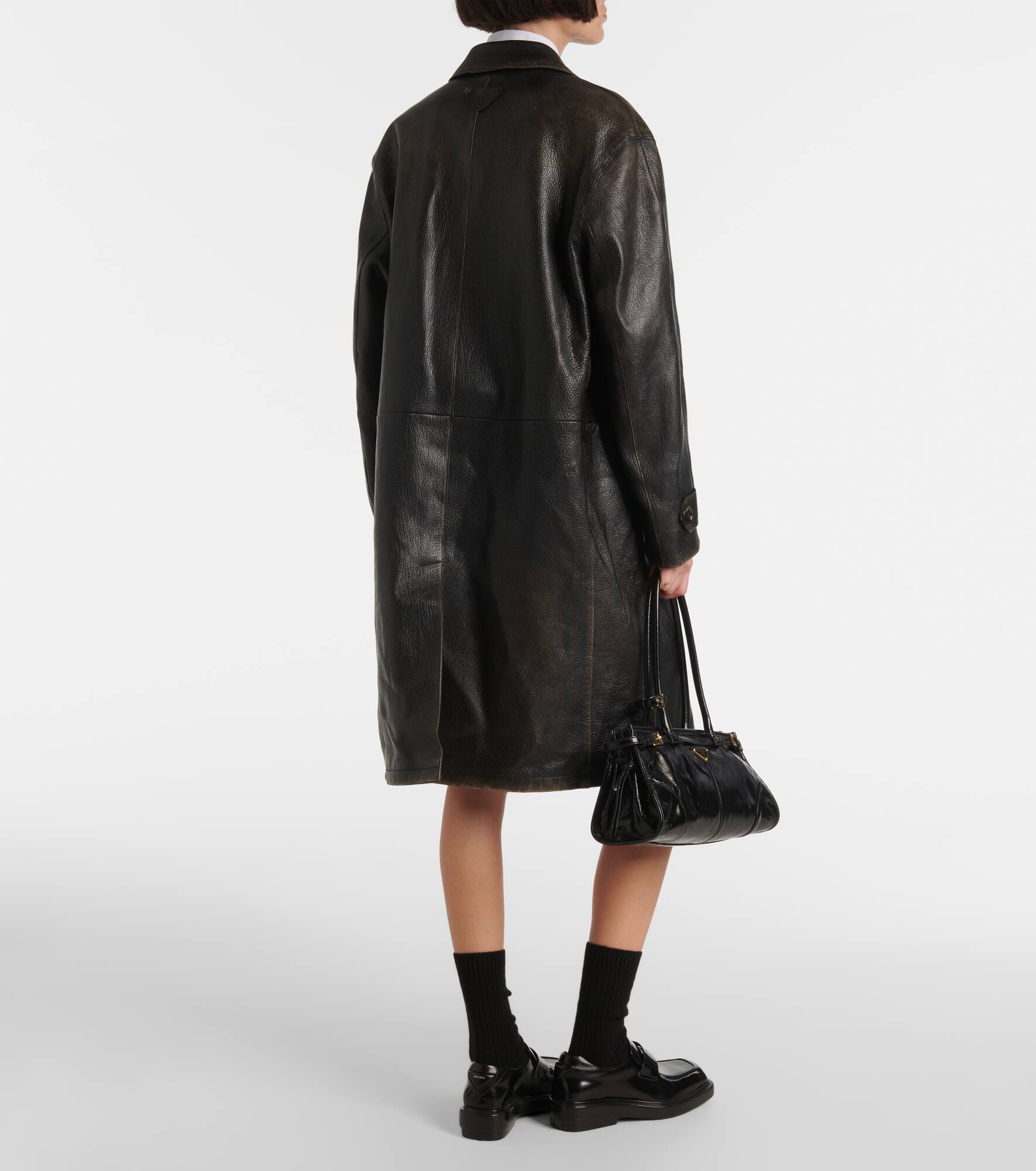 Leather wrap coat - 3