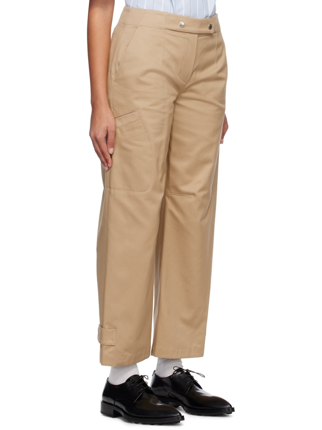 Beige Press-Stud Trousers - 2