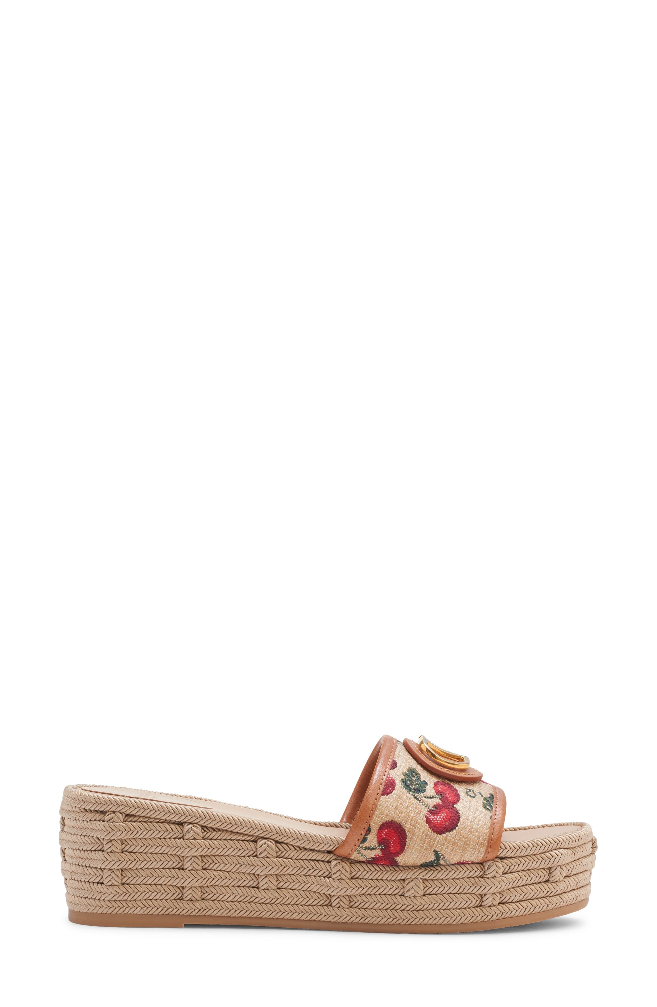 Valentino Garavani VLOGO Cherries Flatform Slide Sandal in Naturale/Rosso at Nordstrom - 3