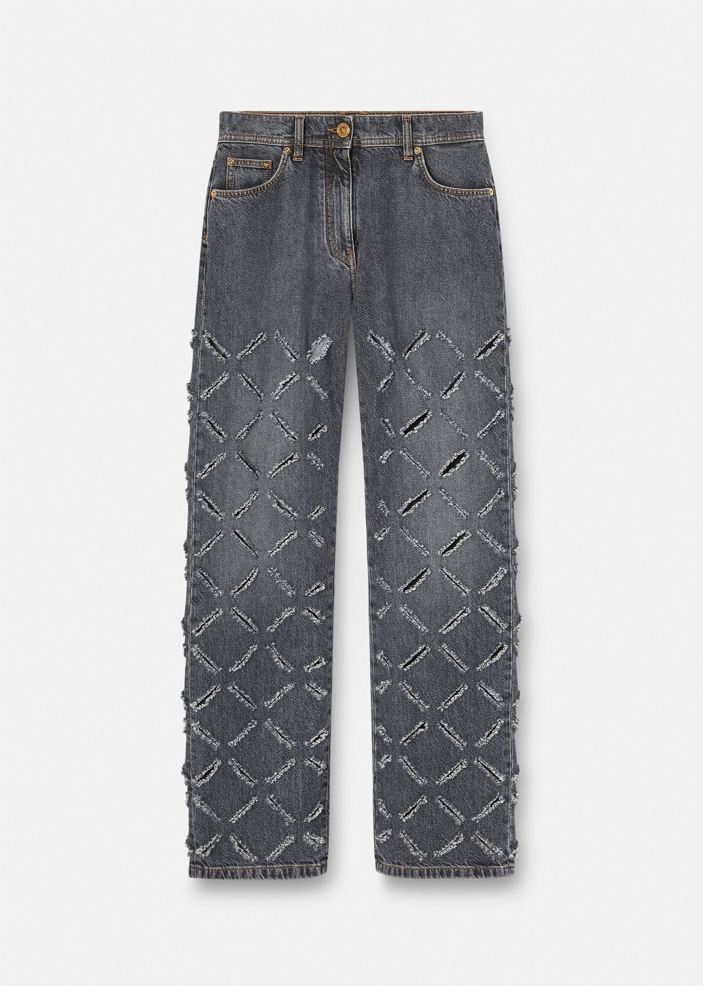 Slashed Wide-Leg Jeans - 1