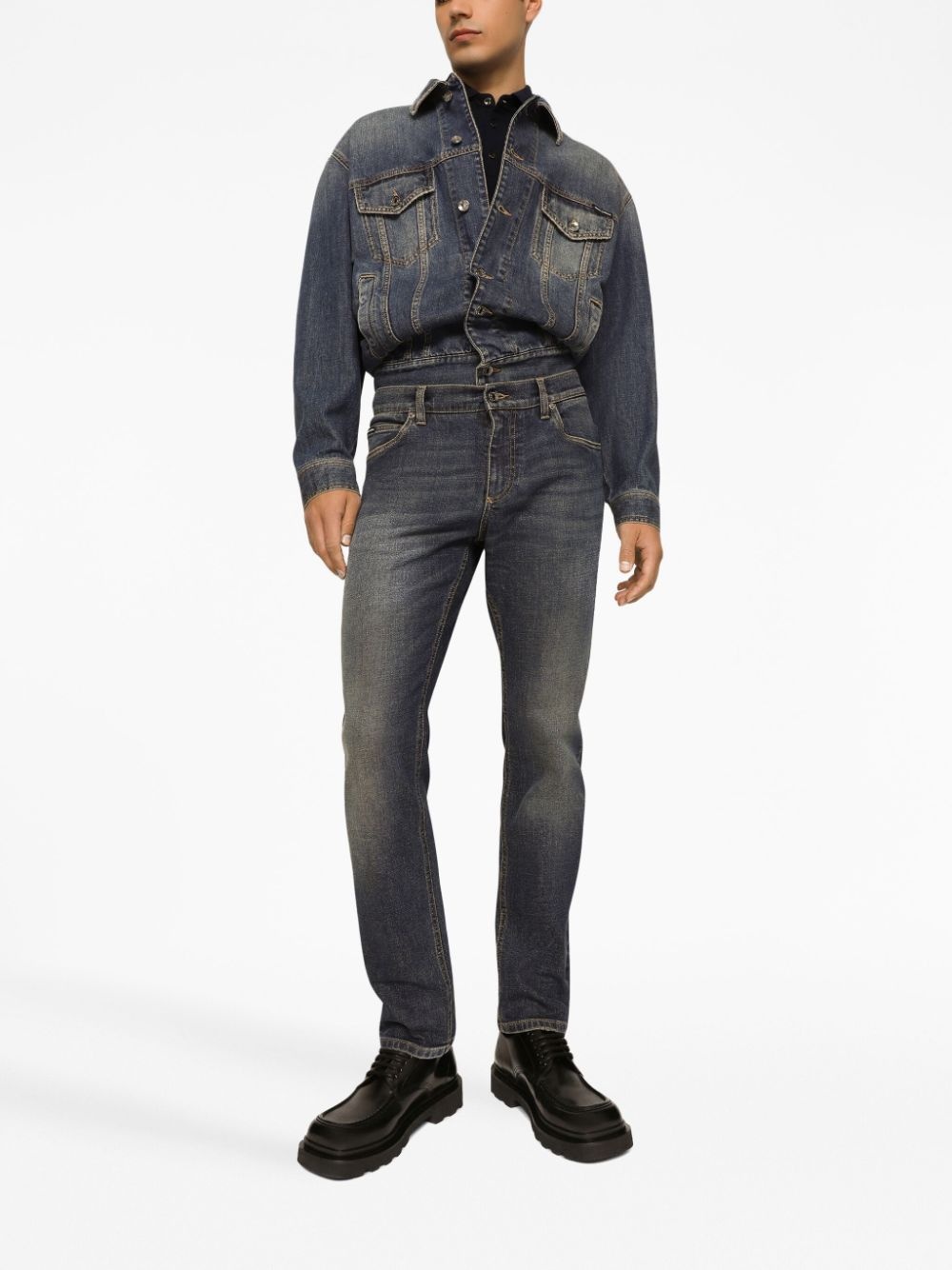 logo-plaque slim-cut jeans - 3