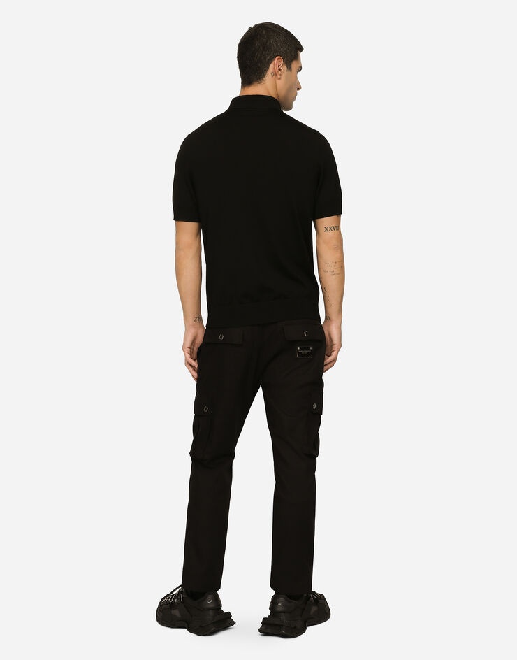 Wool polo-shirt with branded tag - 5