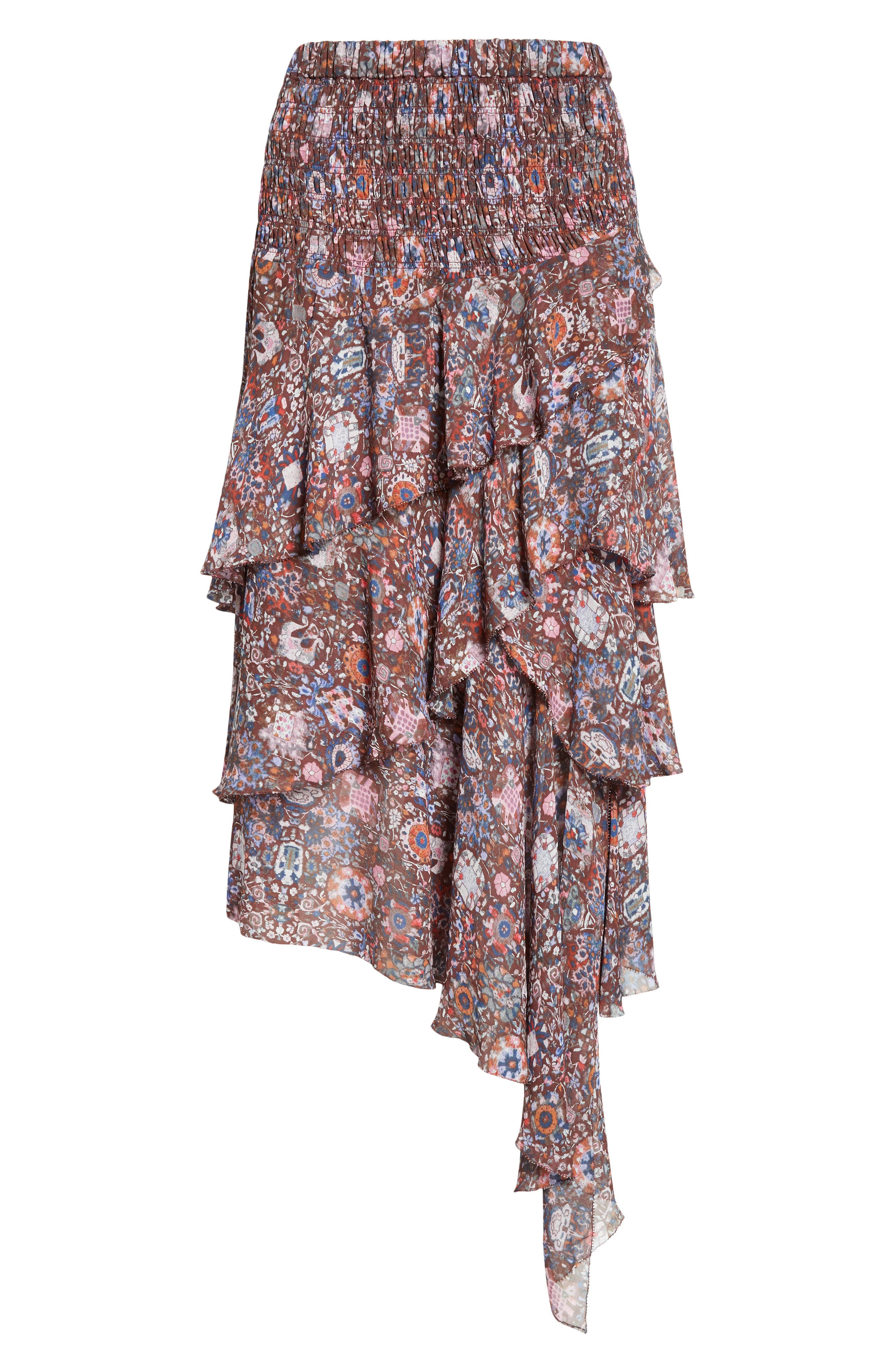 Isabel Marant Étoile Brigitte Smocked Waist Tiered Chiffon Midi Skirt in Plum at Nordstrom - 5