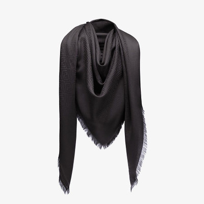 FENDI Black silk and jacquard wool shawl outlook