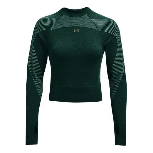 (WMNS) Under Armour Causual Training Short Sports Long Sleeve T-Shirts 'Green' 1362723-370 - 1