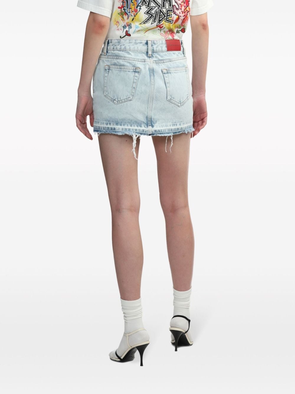 stud-embellished denim miniskirt - 4