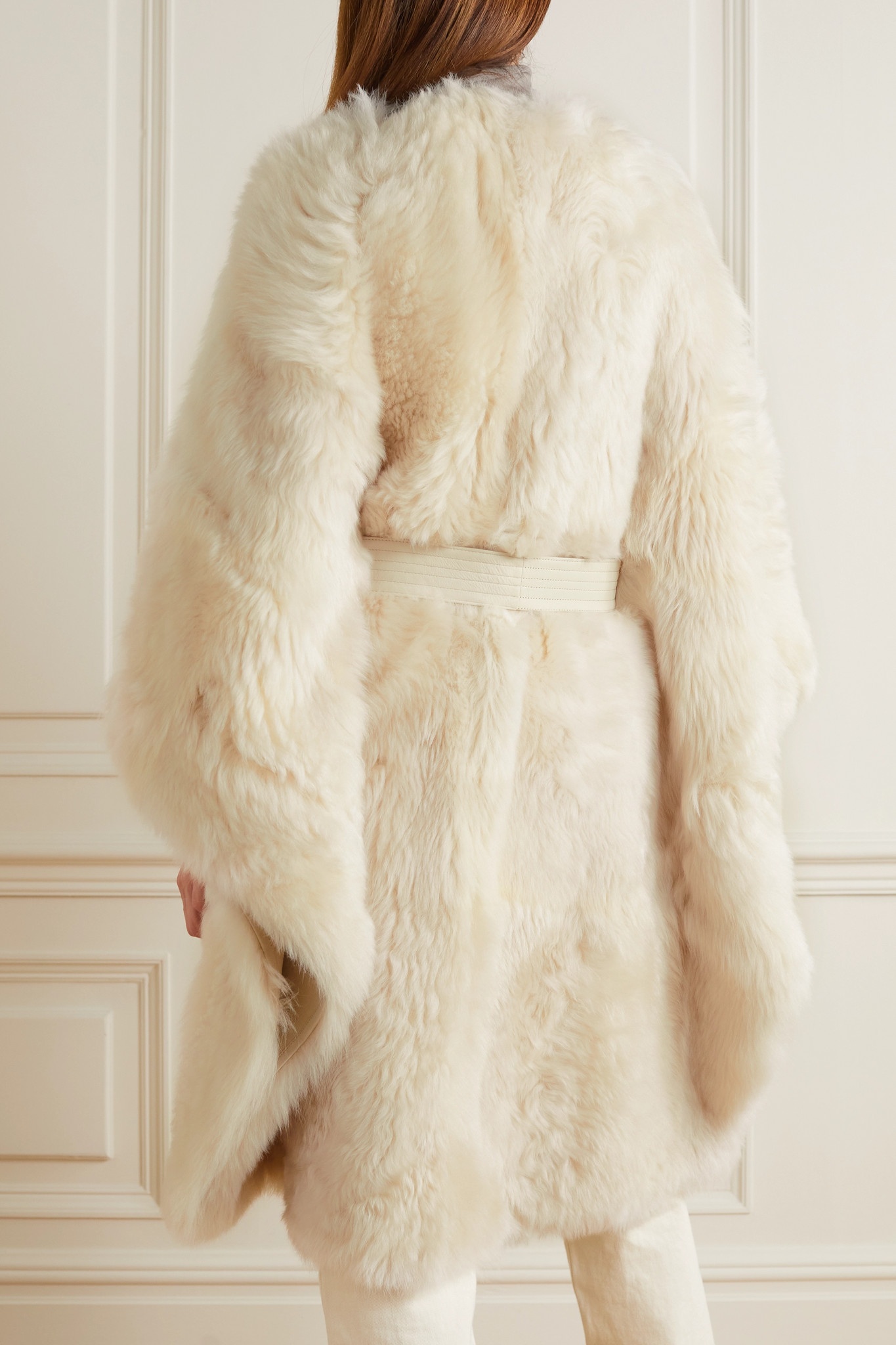 Belted shearling cape - 4