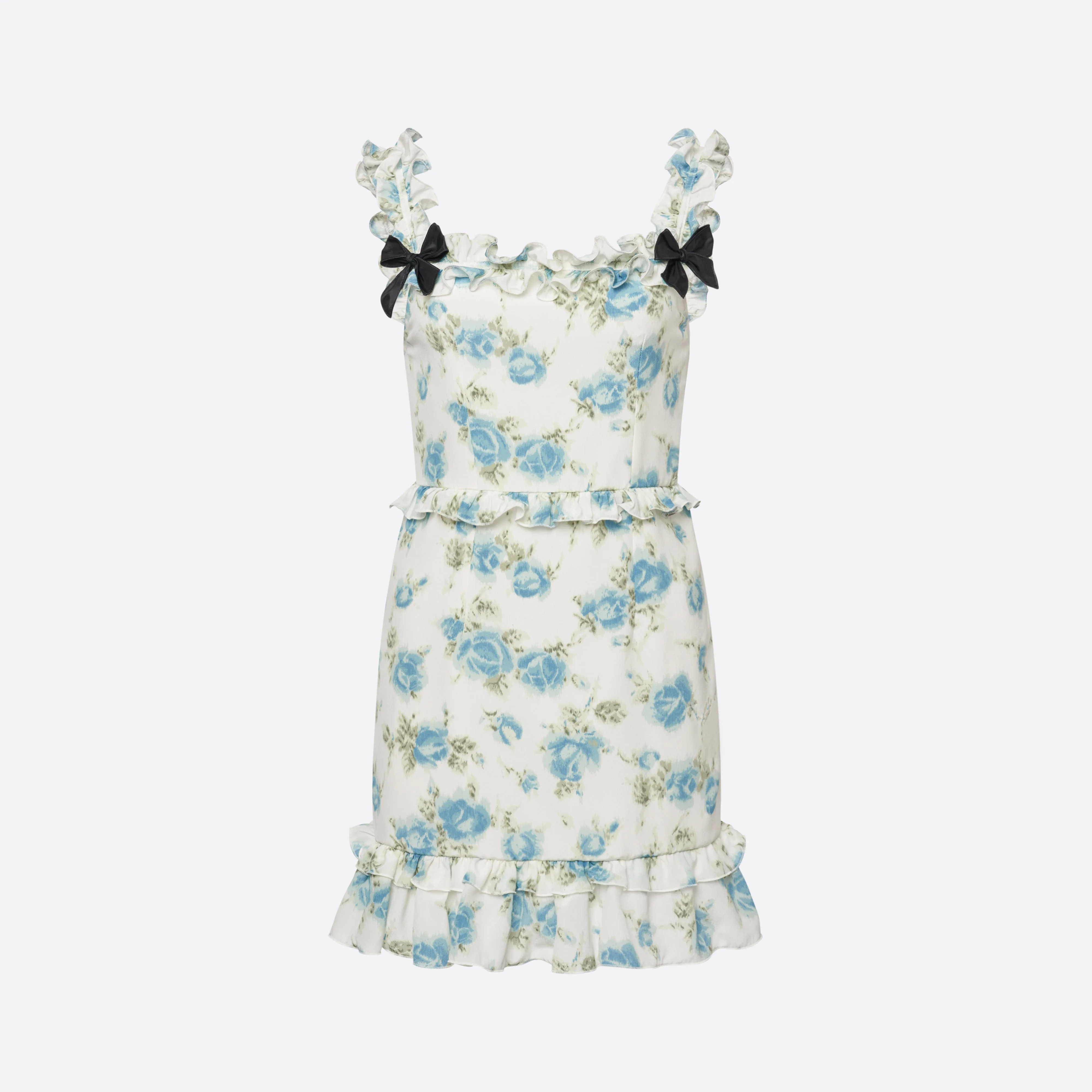 FLORAL-PRINT SILK MINI DRESS WITH RUFFLES - 1