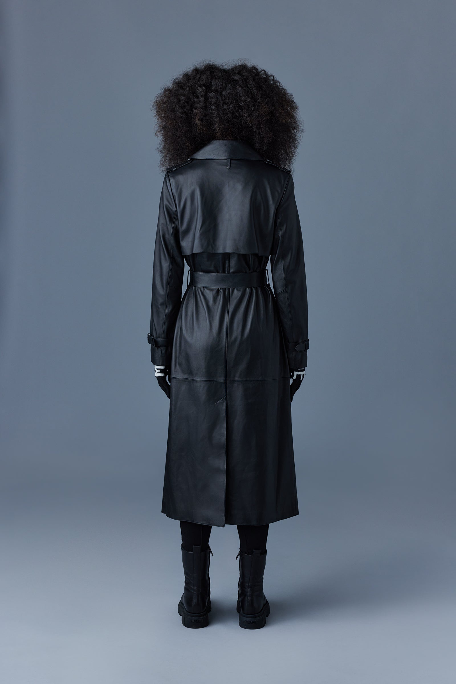 GAEL (R) Leather trench coat with belt - 4