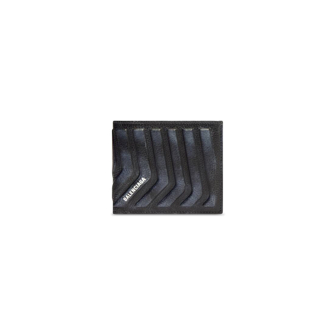 Men's Car Square Folded Wallet Dirty Effect in Black - 1