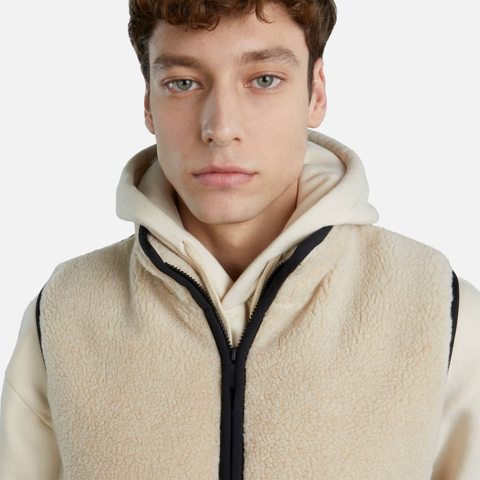 Bimaterial Gilet Beige - 11