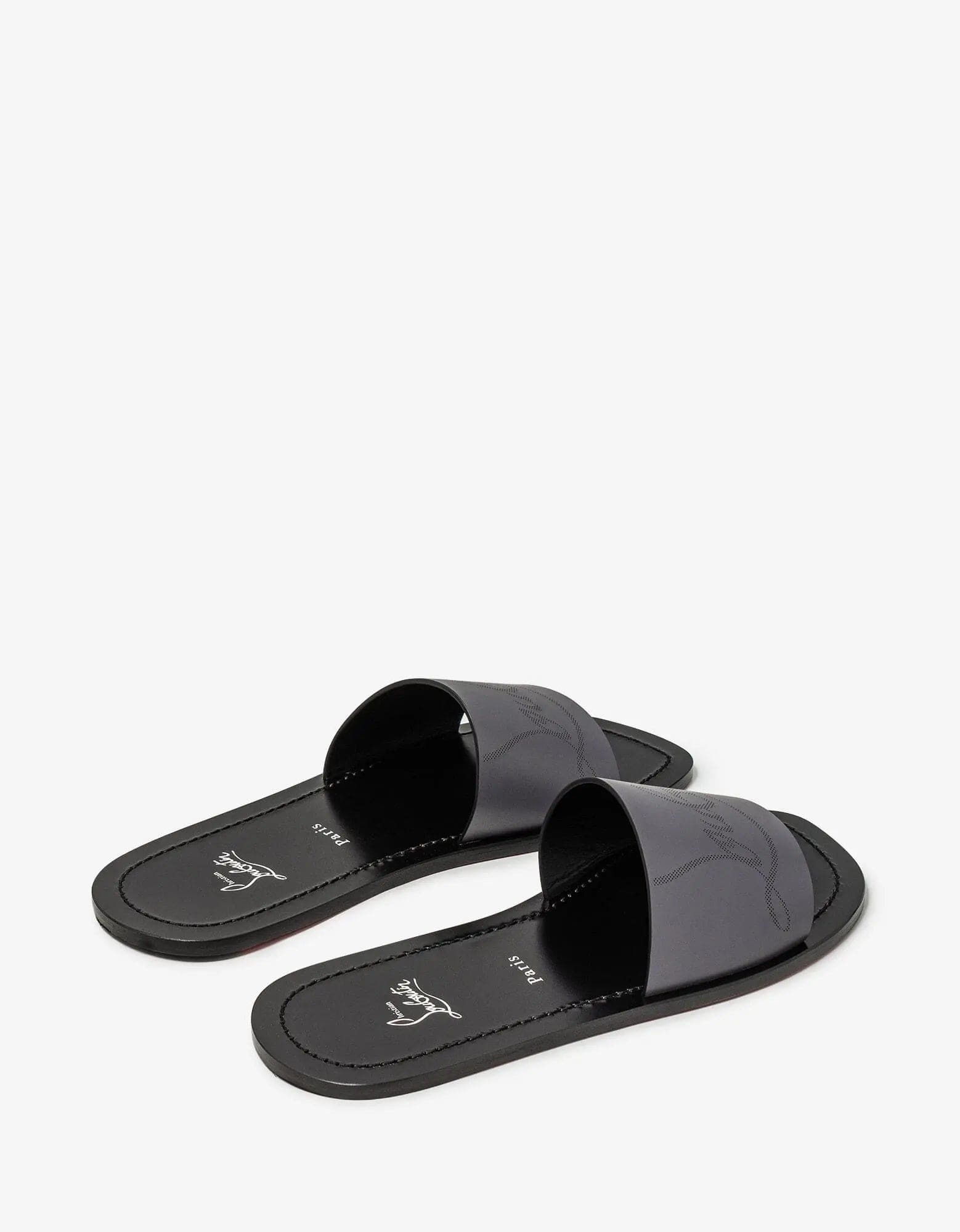 Christian Louboutin Coolraoul Grey Leather Slide Sandals - 2