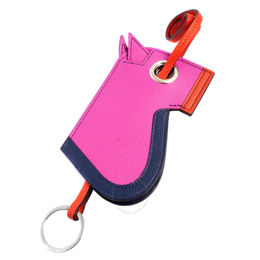 Hermes Camail Key Ring- Magnolia/Bleu De Malte/Capucine - 1