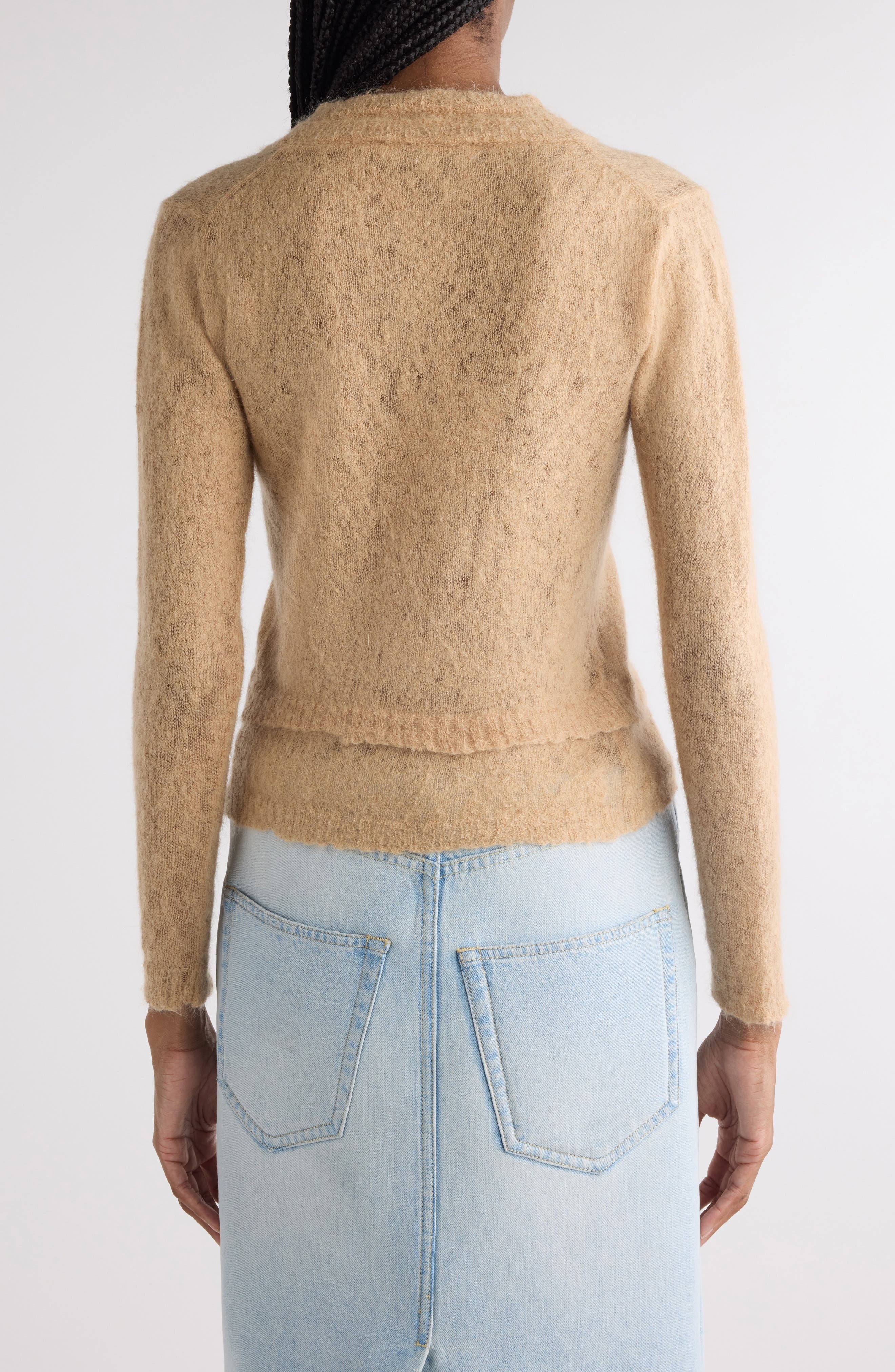 Acne Studios Kahoo Overwashed Mohair Blend Cardigan in Beige at Nordstrom - 3