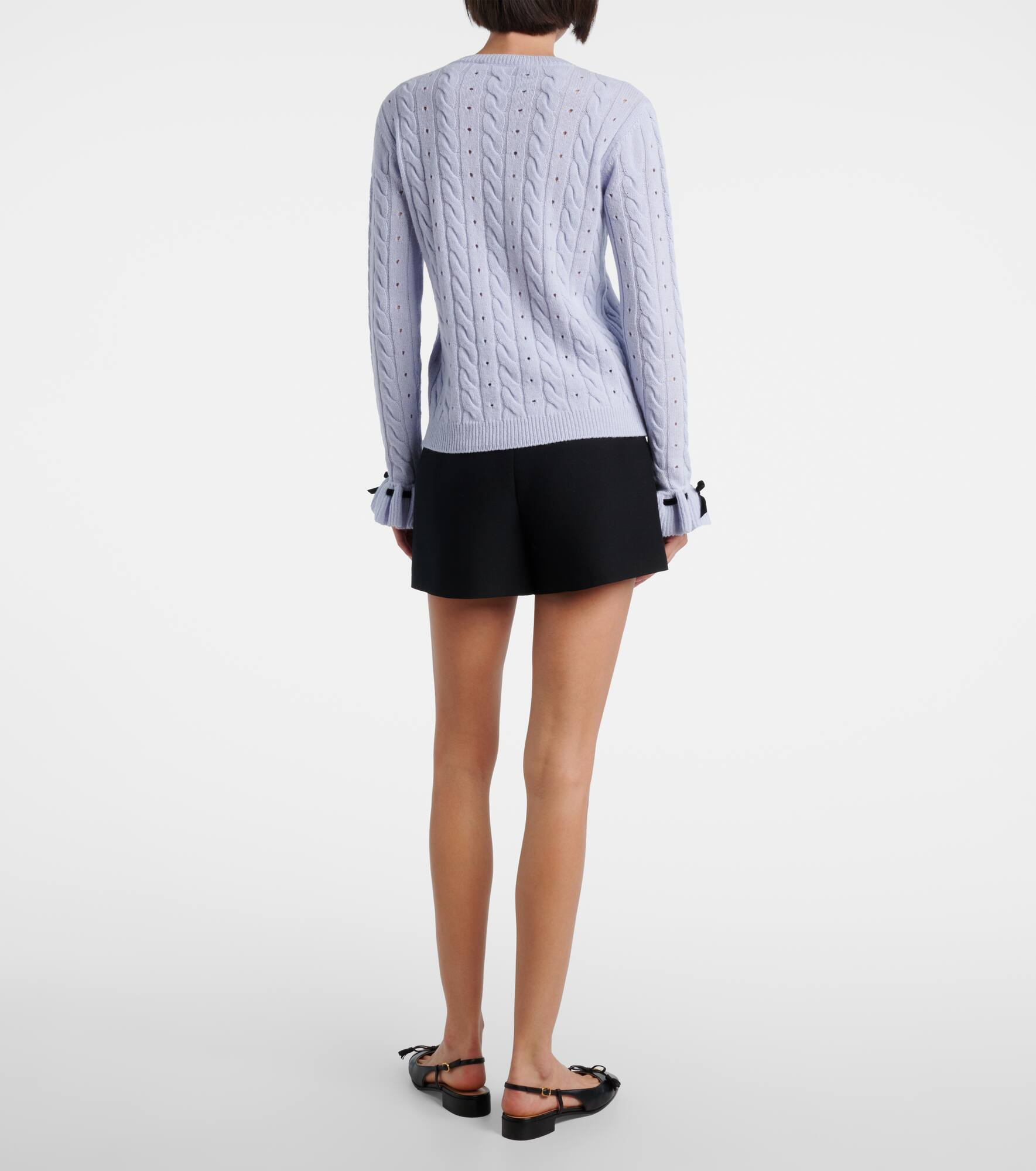 Bow-detail cable-knit virgin wool sweater - 3