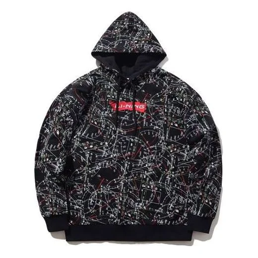 Li-Ning Red Flag Casual Sports Pullover Hoodie 'Black' AWDPB09-3 - 1