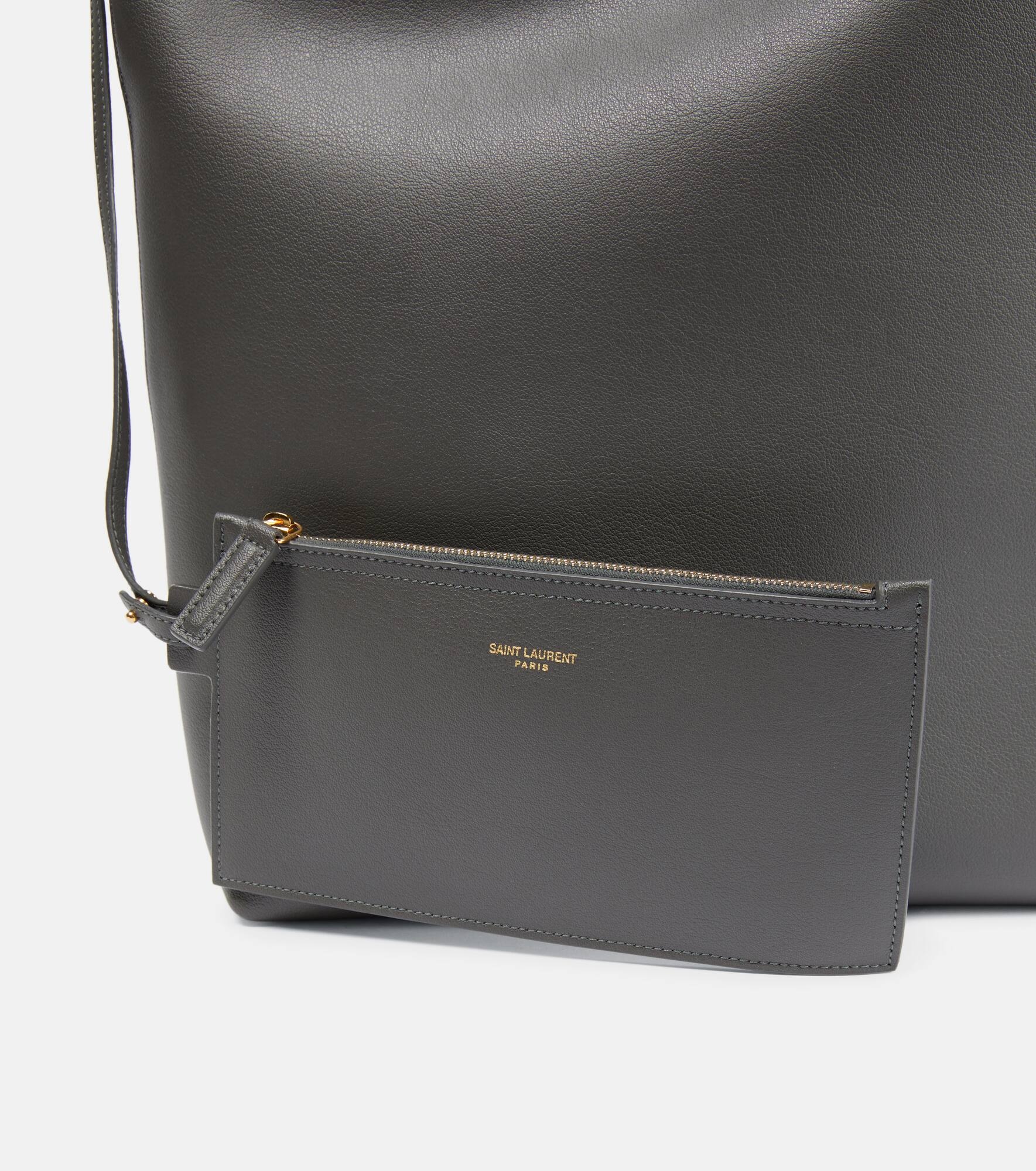 Shopping N/S leather tote bag - 6