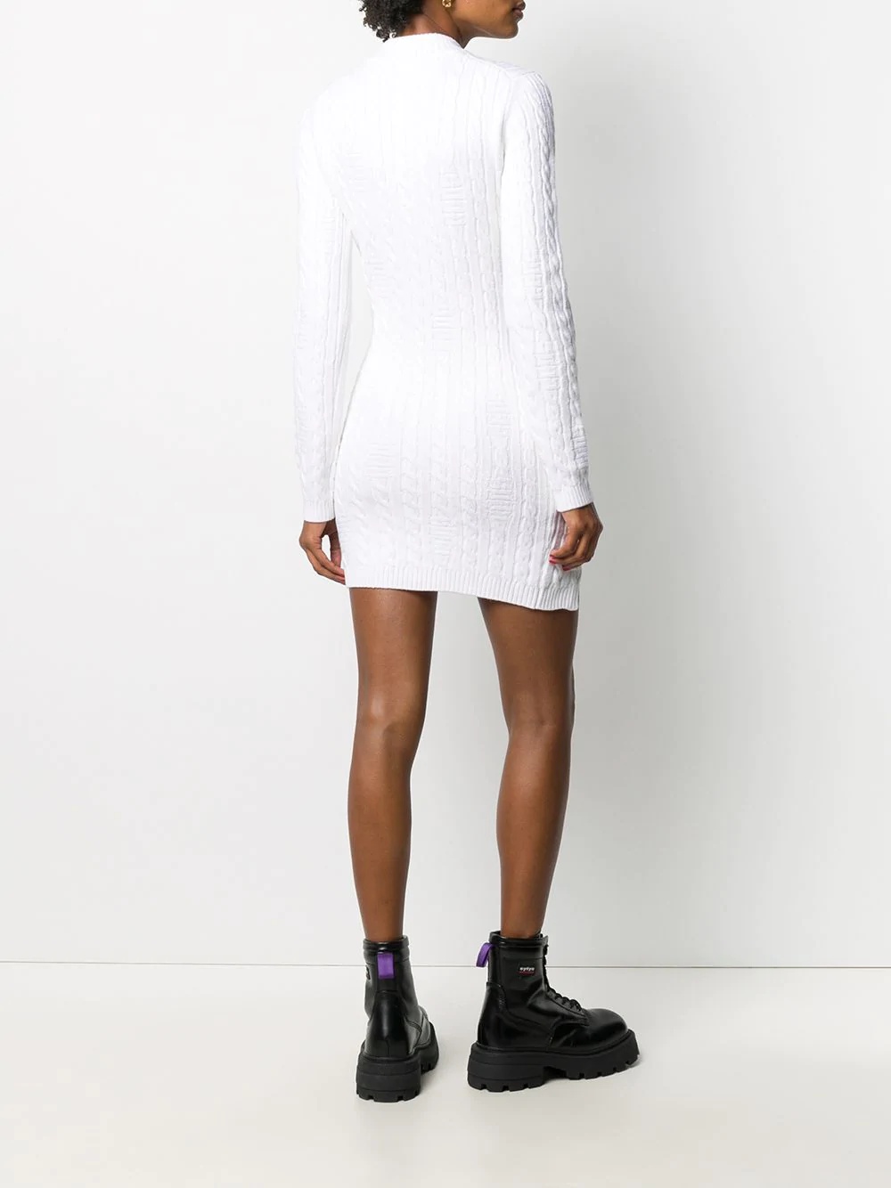 cable knit slit mini dress - 4