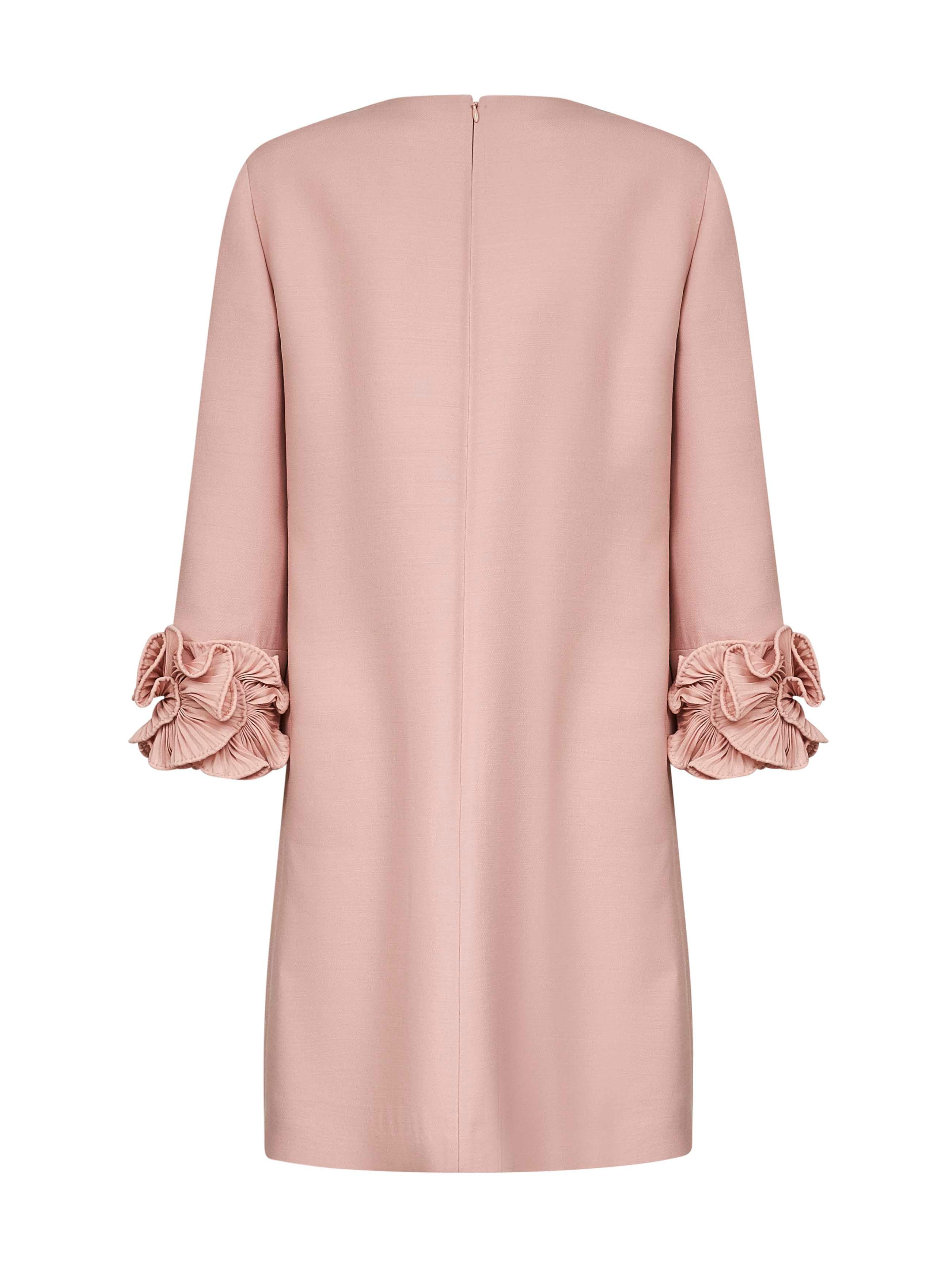 Valentino Women Pink Crepe Couture Short Dress With Ruffles - 2