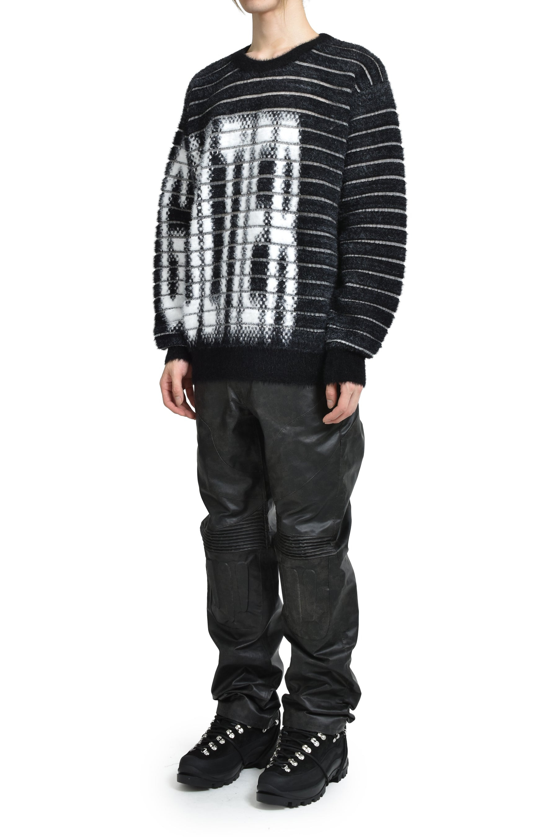 "GAULTIER" CREW NECK OVERSIZED SWEATER / BLK/WHT - 4