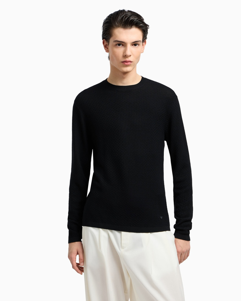 VIRGIN WOOL JUMPER WITH EMBOSSED JACQUARD PATTERN 2