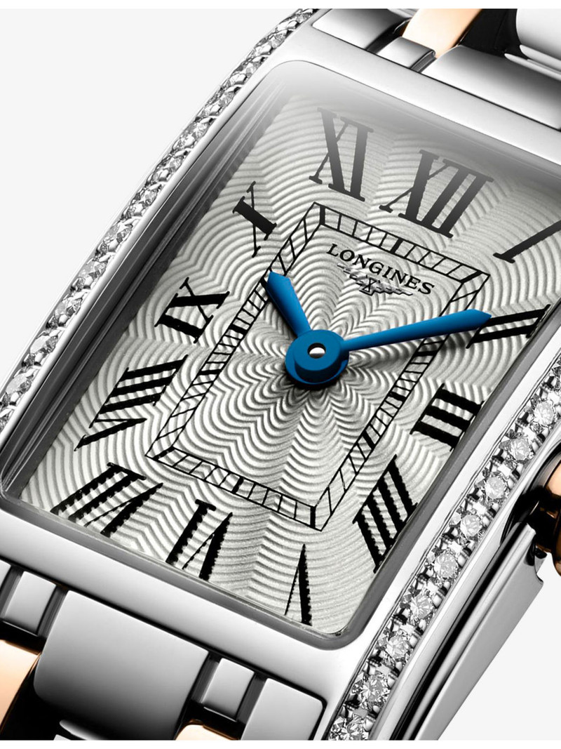 Longines L5.258.5.79.7 DolceVita Rectangular Stainless-Steel, 0.280ct Diamond And Red PVD Quartz Watch outlook