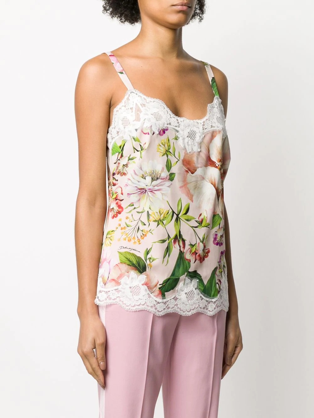 lace trim floral camisole - 3