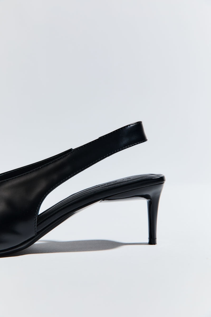 Square Toe Sling Back Heel - Black - 6