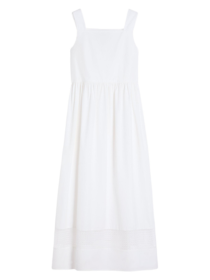 Women's Cotton Poplin Sleeveless Dress - White 1