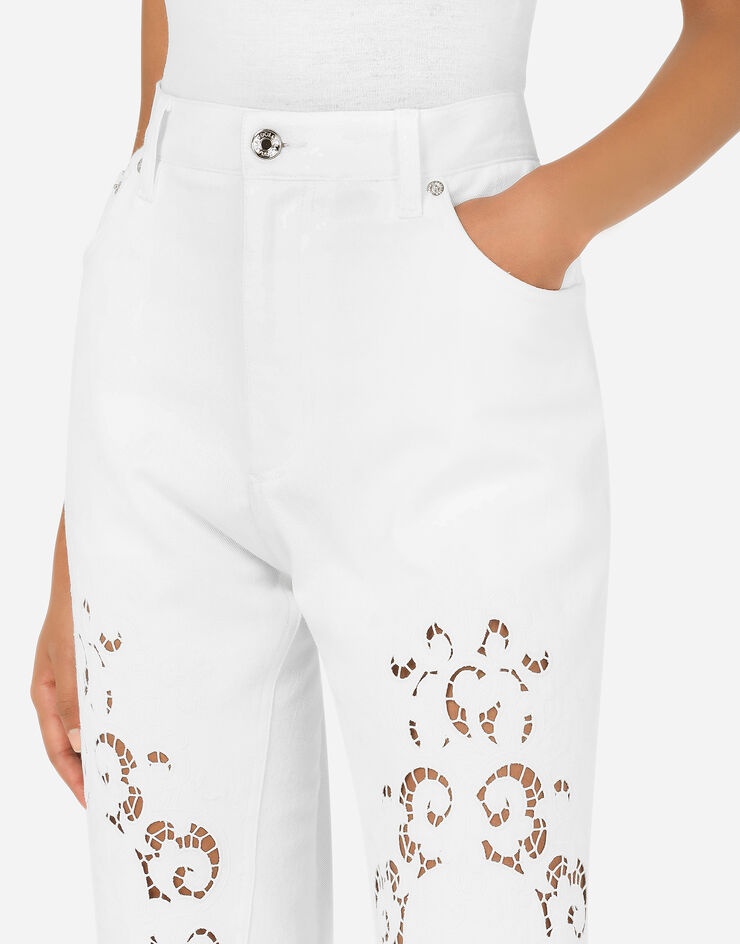 Jeans with openwork embroidery - 4