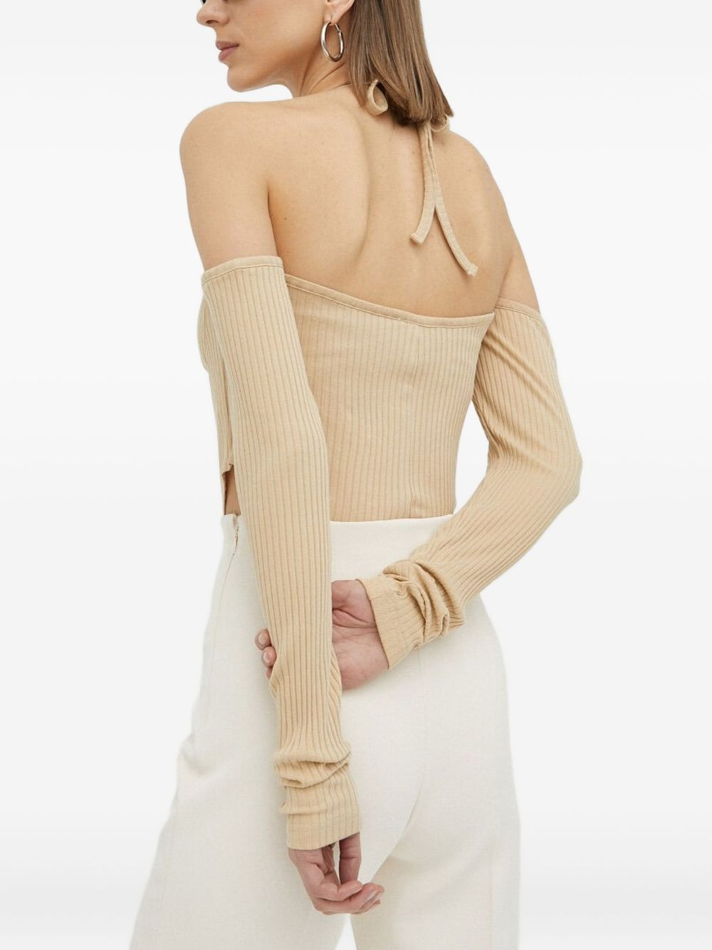 ribbed halterneck top - 2