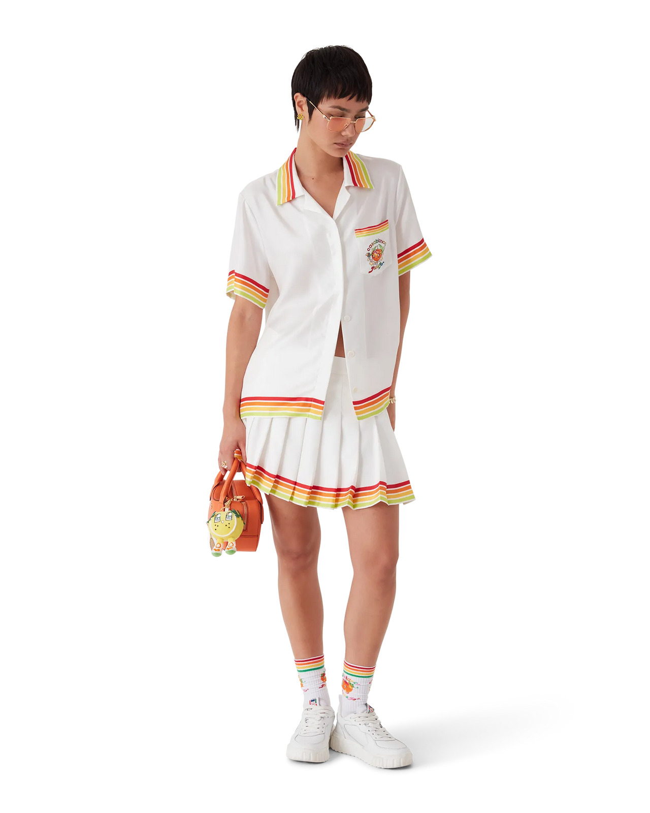 Orange Mascot Short Sleeve Silk Twill Shirt | Casablanca Paris - 4