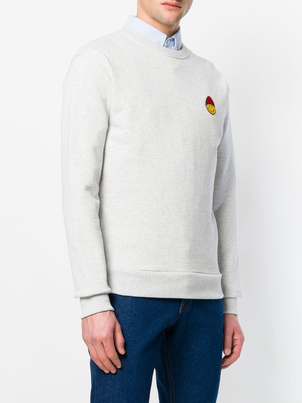 crew neck Sweatshirt Smiley Patch - 3