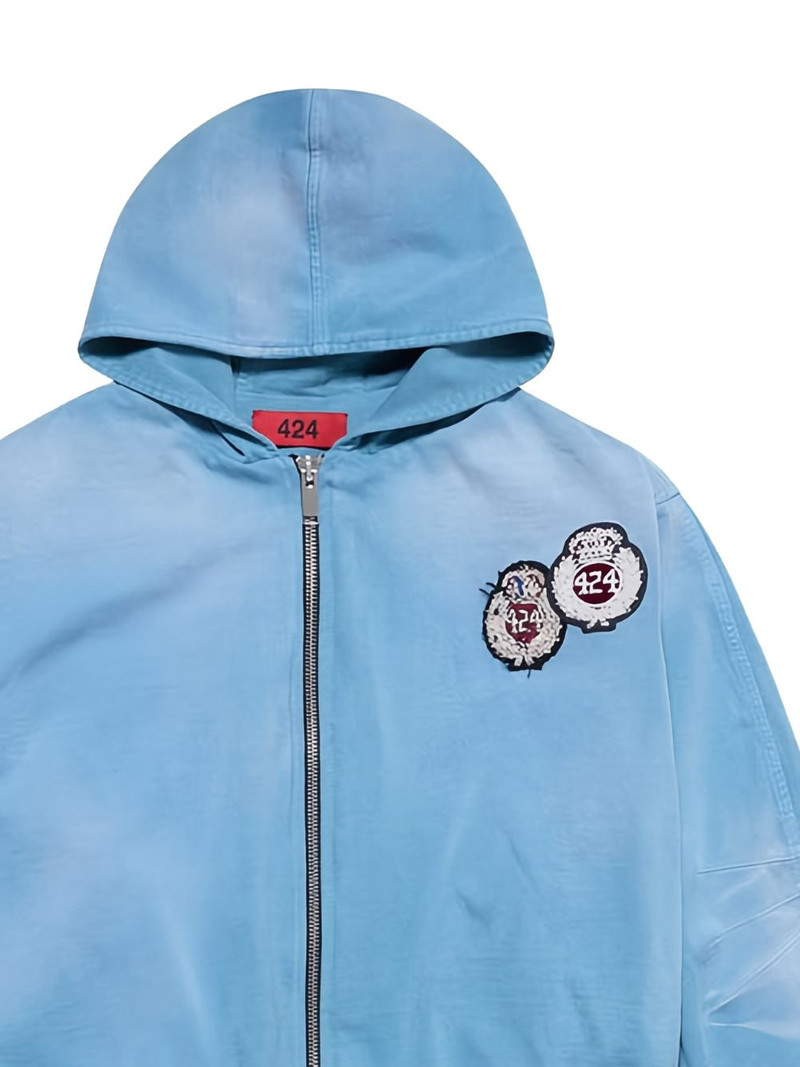 424 crest-patch zip-up hoodie outlook